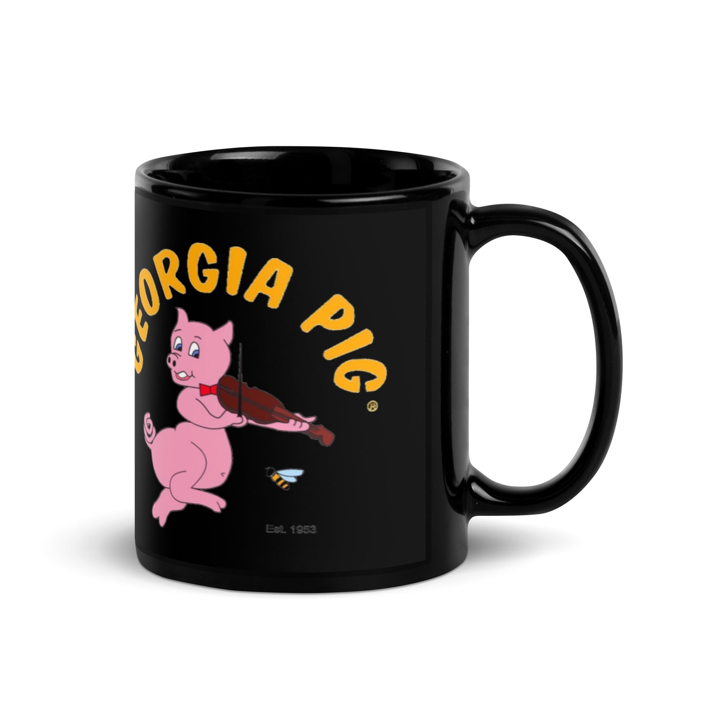 Official Georgia Pig Black Glossy Mug